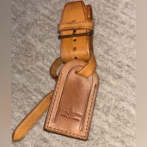 Louis Vuitton Brown Leather Name Tag and Poignet Set